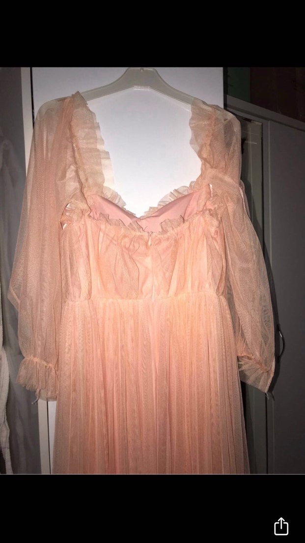 Pembe Nakışlı Uzun Bohem Elbise - Görsel 2