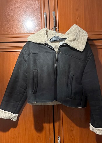 Kürklü Siyah Süet Mini Ceket - Görsel 2