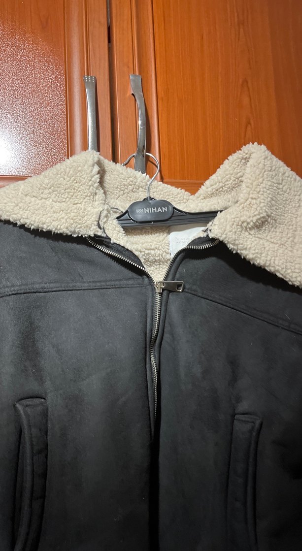 Kürklü Siyah Süet Mini Ceket - Görsel 3