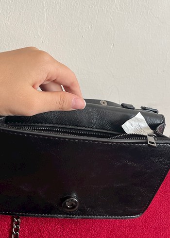 Zincir Detaylı Siyah Deri Kadın Çanta - Görsel 6