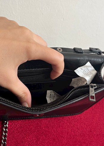 Zincir Detaylı Siyah Deri Kadın Çanta - Görsel 4