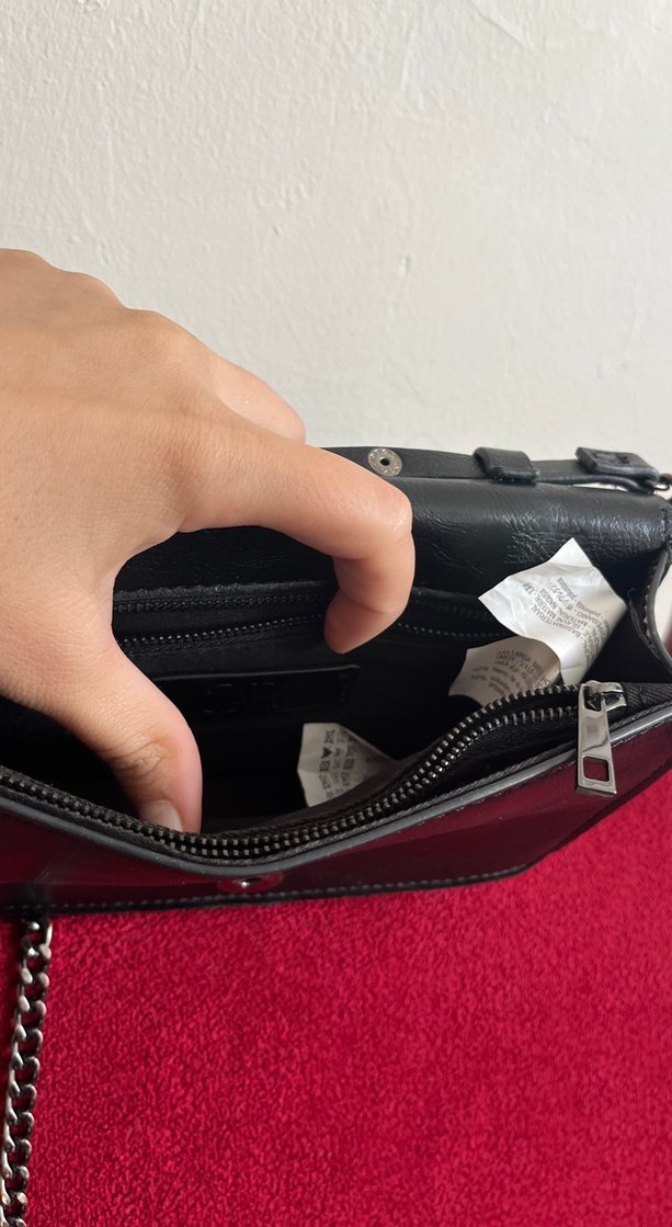 Zincir Detaylı Siyah Deri Kadın Çanta - Görsel 4