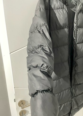 Siyah Uzun Kadın Kışlık Mont - Görsel 8