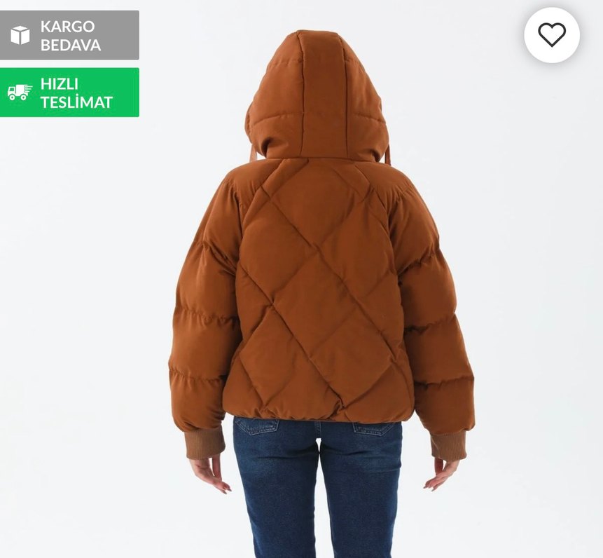 Kahverengi Kapüşonlu Kadın Kış Montu - Görsel 3