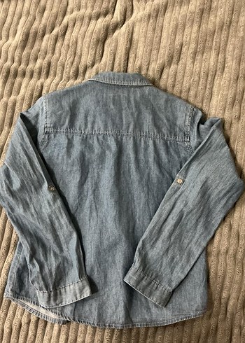 Düğmeli Denim Gömlek Kız Çocuk Mavi - Görsel 4