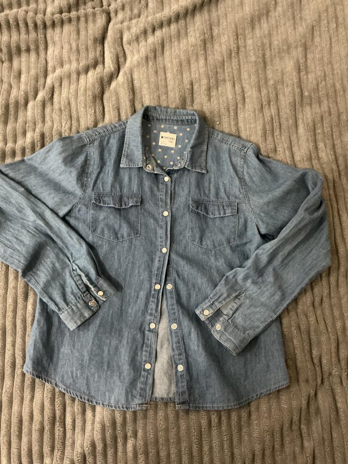 Düğmeli Denim Gömlek Kız Çocuk Mavi - Görsel 3