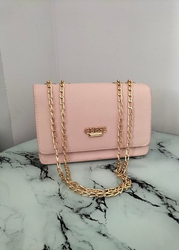 pudra Pembe Zincir Detaylı Guess Deri Kadın Çanta