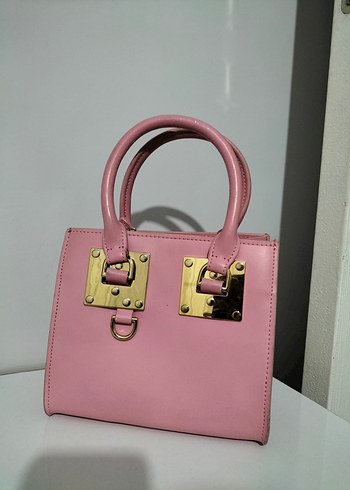 Pembe Deri Tokalı Kadın Çanta