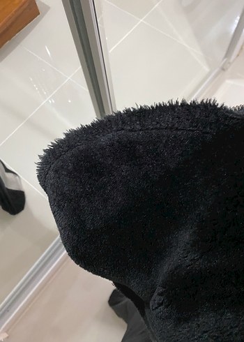 Stradivarius Siyah Süet Kürk Detaylı Biker Ceket