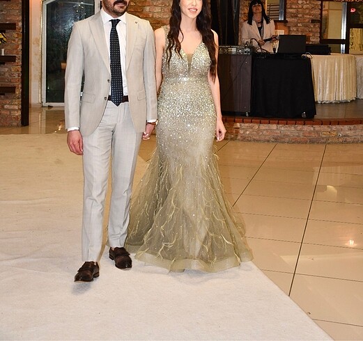 ARYA MODA SU YEŞİLİ TASARIM ELBİSE