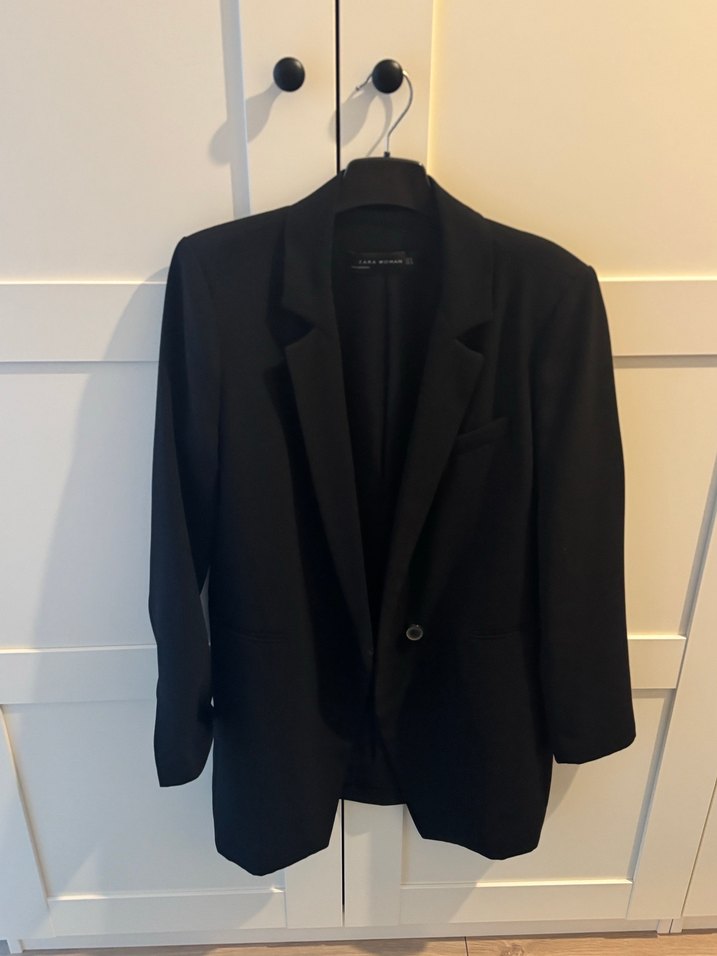 Düğmeli Siyah Kadın Blazer Ceket - Görsel 4