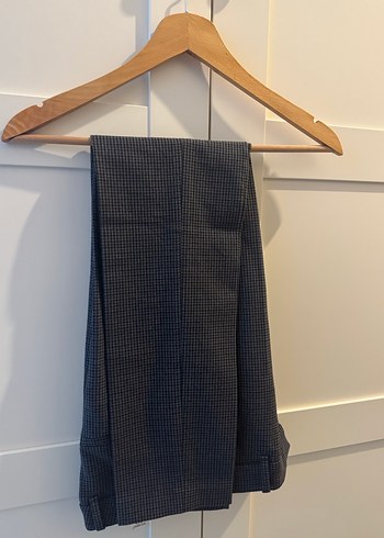 Gri Desenli Fermuarlı Kadın Kumaş Pantolon - Görsel 3