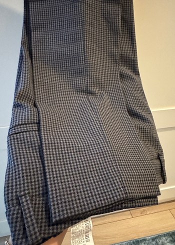 Gri Desenli Fermuarlı Kadın Kumaş Pantolon - Görsel 2