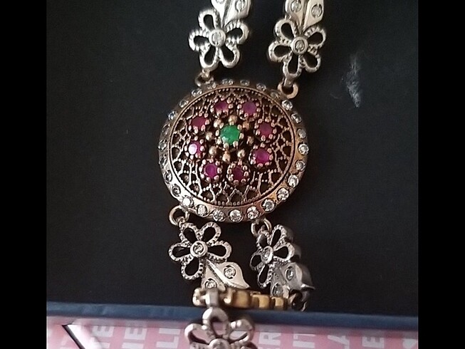 Sterling silver 925 ayar gümüş Mardin işi taşlı bileklik