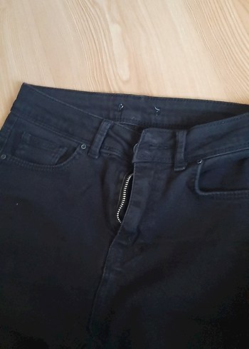 Standart Beden Beden Siyah Kemerli Dar Kesim Kot Pantolon