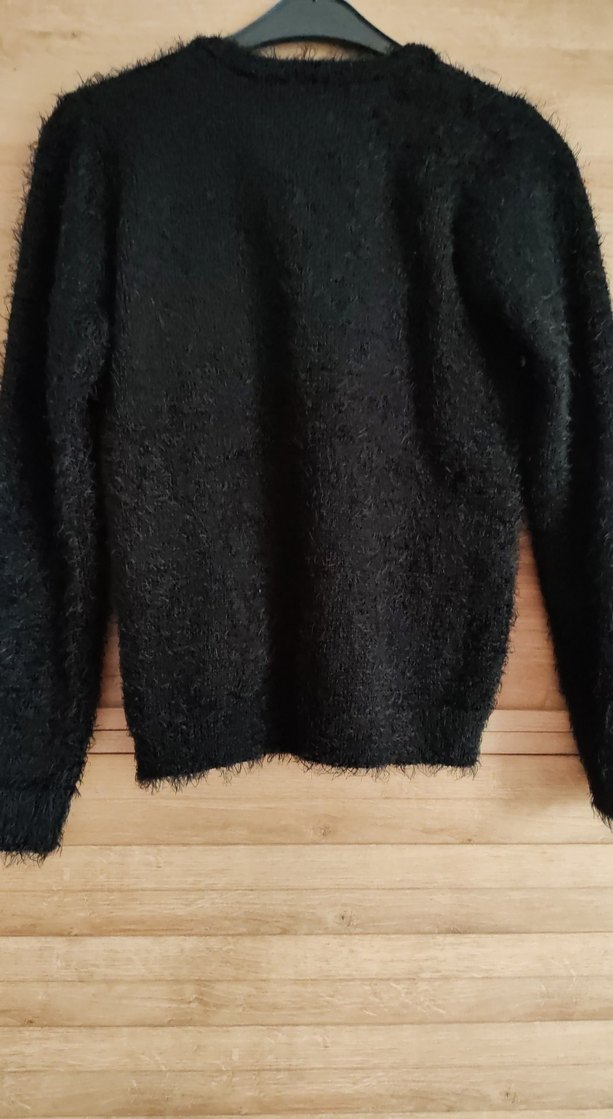 Siyah Tüylü kız çocuk Kazak "GIRLS" Baskılı - Görsel 2