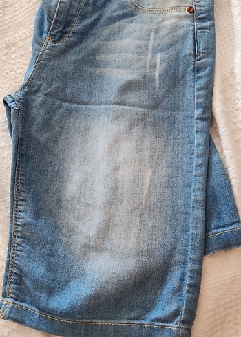 Gri Mavi Kız Çocuk Rahat Kesim Denim Şort - Görsel 2