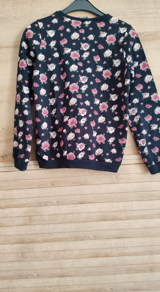 Çiçek Desenli Pembe Baskılı Kız Sweatshirt - Görsel 2