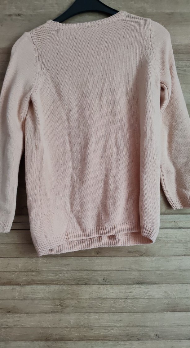 Kız Çocuk Pembe Nakışlı Triko Sweatshirt - Görsel 2