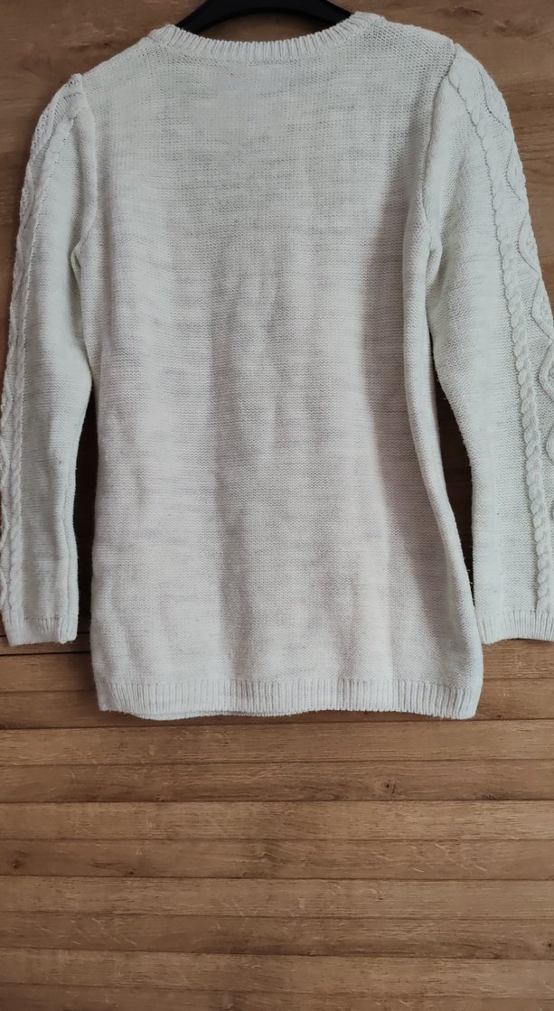 Örgü Beyaz  Kız Çocuk Kazak - Görsel 2