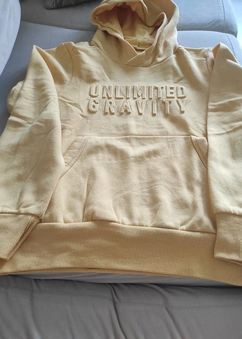 Sarı Kapüşonlu Kadın Sweatshirt - Görsel 3