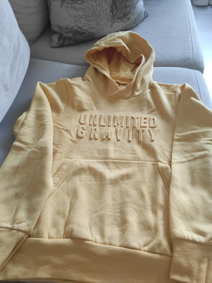 Sarı Kapüşonlu Kadın Sweatshirt - Görsel 2