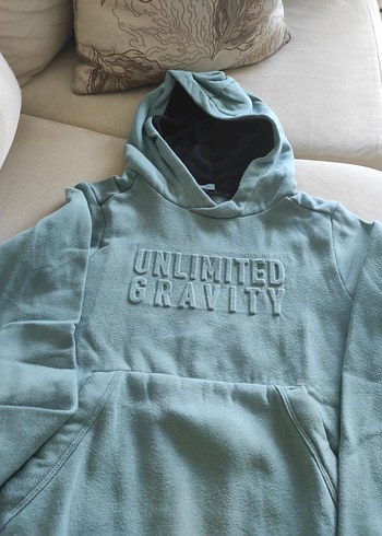 Erkek Kapüşonlu Gri Sweatshirt - Görsel 2