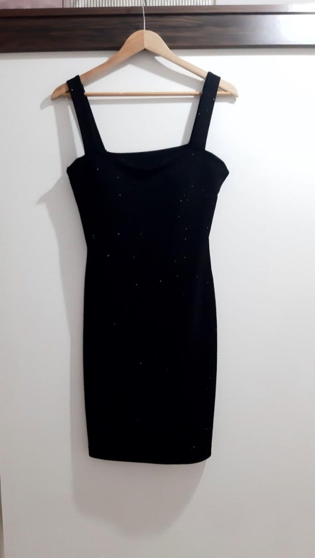 Siyah Drapeli Midi Kadın Abiye Elbise - Görsel 2