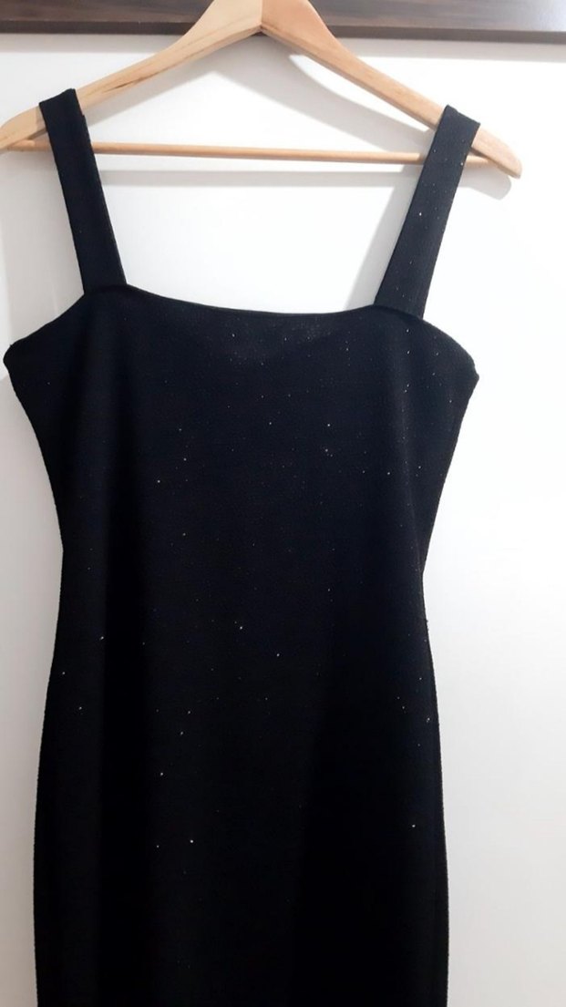 Siyah Drapeli Midi Kadın Abiye Elbise - Görsel 3