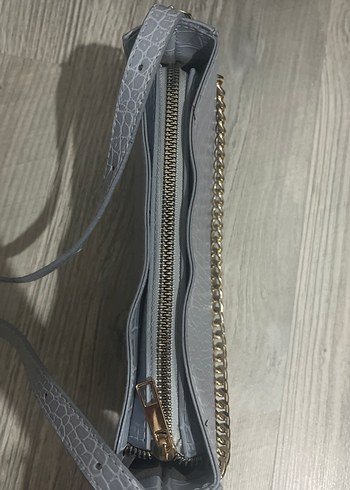 Mavi Deri Yılan Desenli Zincir Detaylı Kadın Çanta - Görsel 5