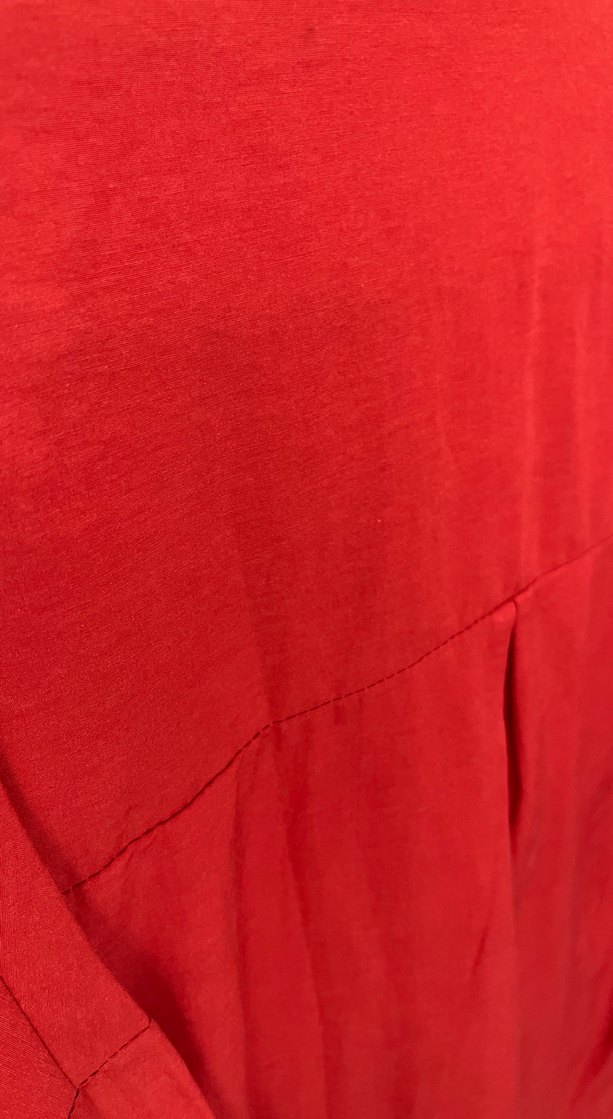 Düğmeli Kırmızı Kadın Keten Gömlek - Görsel 5