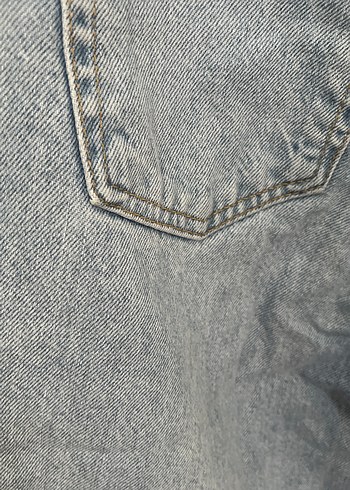 Düğmeli Gri Mavi Kadın Denim Pantolon - Görsel 4