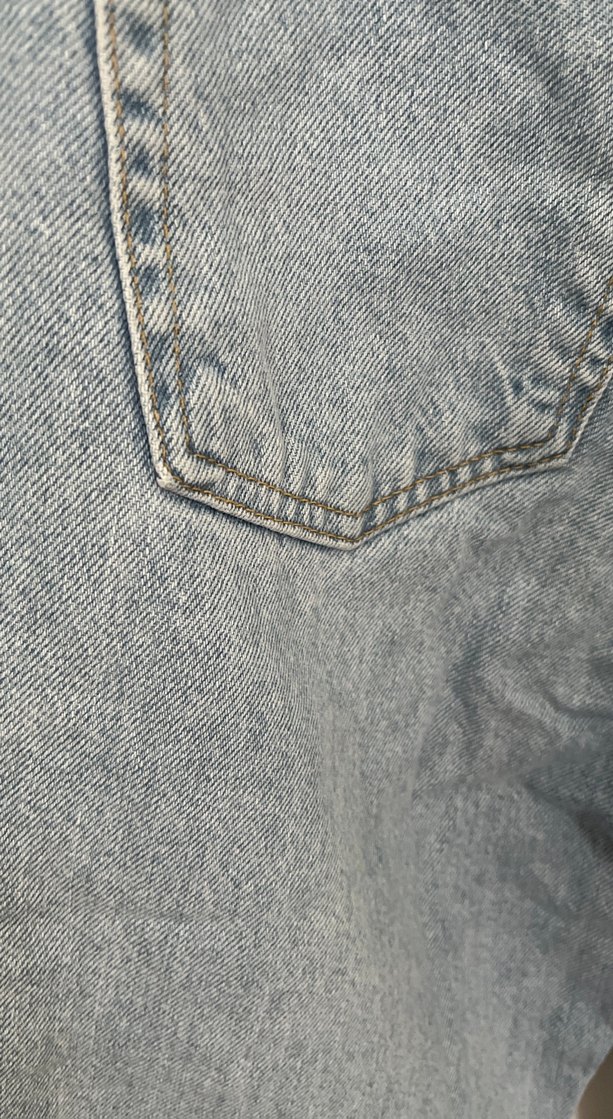 Düğmeli Gri Mavi Kadın Denim Pantolon - Görsel 4