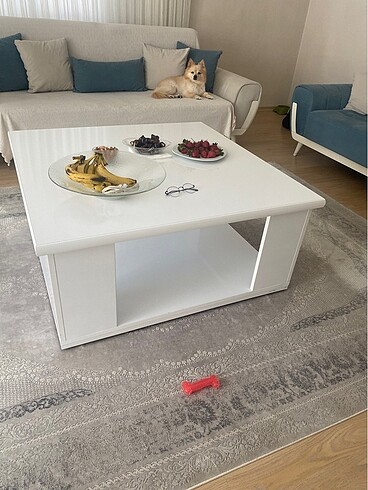 Tasarımcı Kare Beyaz Orta Sehpa