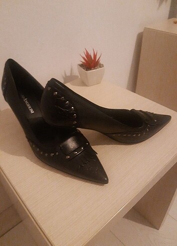 37 Beden Siyah yeni kısa topuk #stiletto ayakkabı 