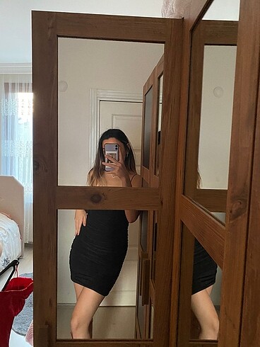 Diğer Siyah staplez askılı drapeli elbise