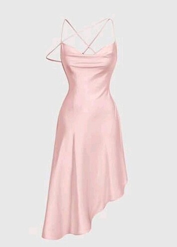 Pembe saten elbise