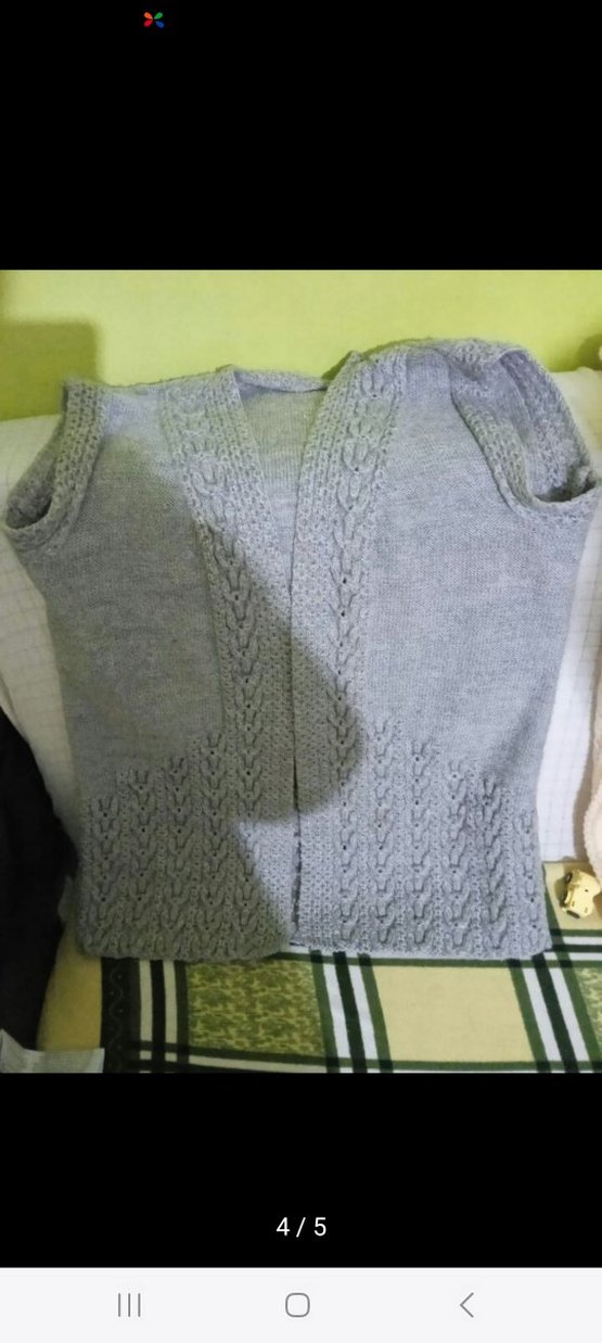 Pembe V Yaka Örgü Kadın Yelek - Görsel 2