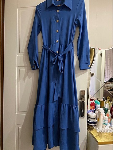 38 Beden İndigo mavi elbise