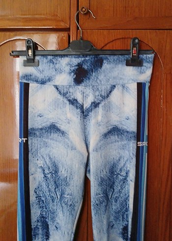 Diğer Kadın Mavi Batik Desenli Spor Tayt