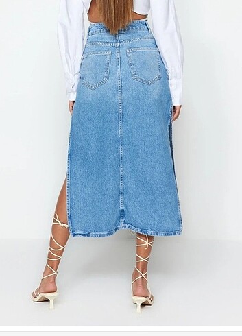 34 Beden TrendyolMilla Maxi Denim Yırtmaçlı Etek