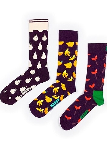 Diğer Happy Socks 3'lü Çorap Renkli-1