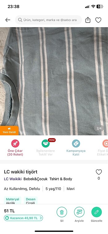 5 Yaş Beden Tişört LC wakiki