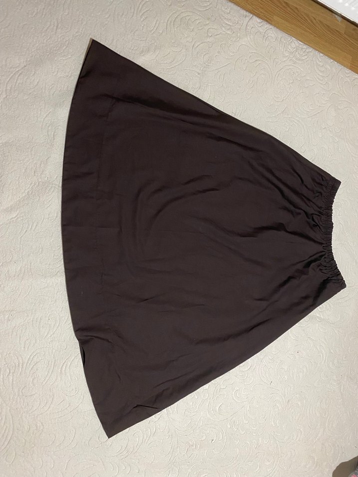 Drapeli Kahverengi Uzun Kadın Etek - Görsel 2