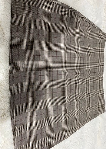 Kahverengi Ekose Mini Etek - Görsel 2