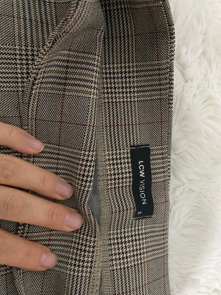 Kahverengi Ekose Mini Etek - Görsel 3