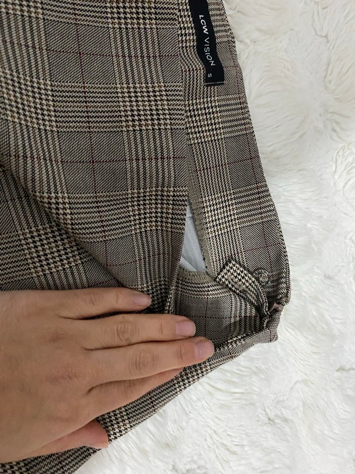 Kahverengi Ekose Mini Etek - Görsel 4