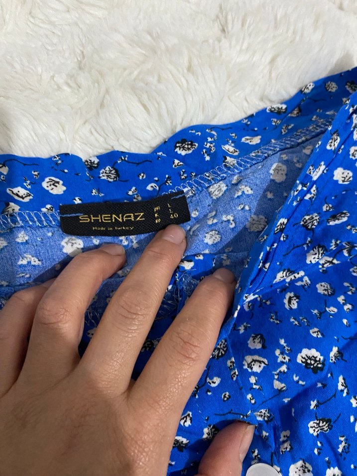 Düğmeli Mavi Uzun Midi Etek - Görsel 3