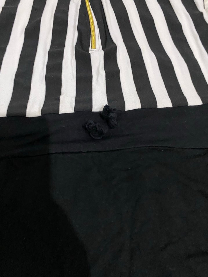 Siyah Beyaz Çizgili Kadın Uzun Elbise - Görsel 2