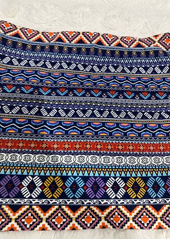 Bohem Çok Renkli Örgü Mini Etek - Görsel 2